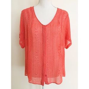 Anthropologie | Maeve Sheer Herringbone Print Top